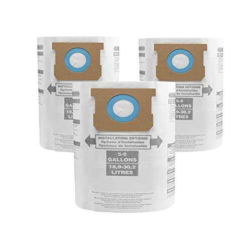 3 Pack Shop Vac 5-8 Gallon Filter Bags ALYYDBG Type E 90661 906-61 9066100 9066133