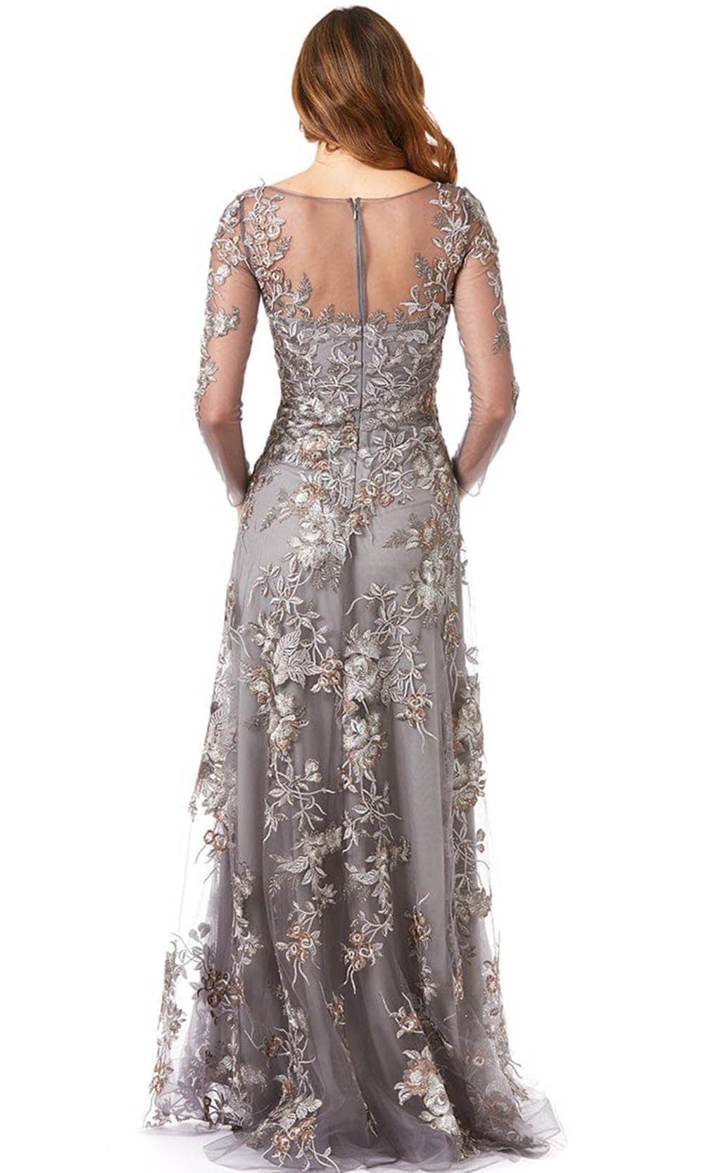 Floral Laced Sheer Bateau A Line Dress