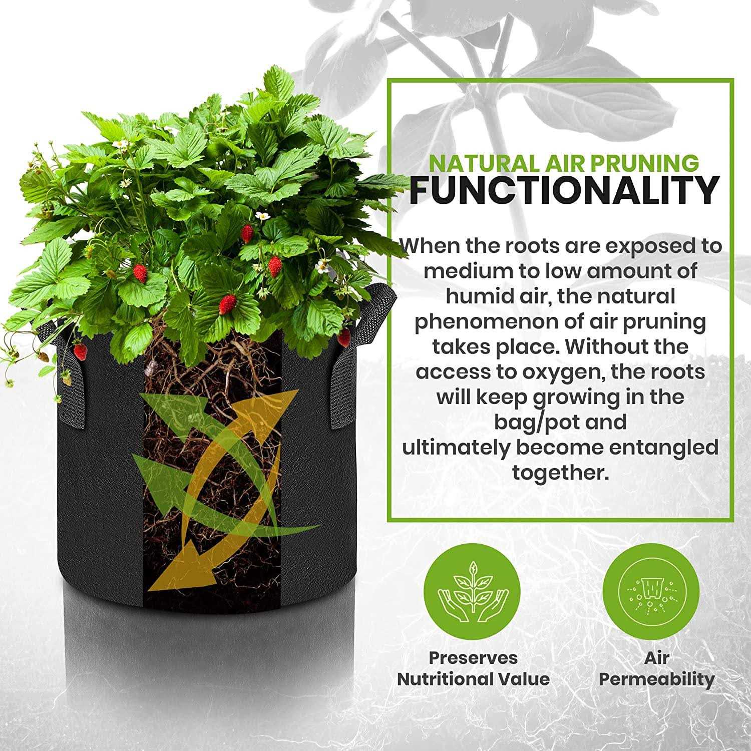 Utopia Home Fabric Grow Bags Heavy Duty Thickened Fabric Planters Pots