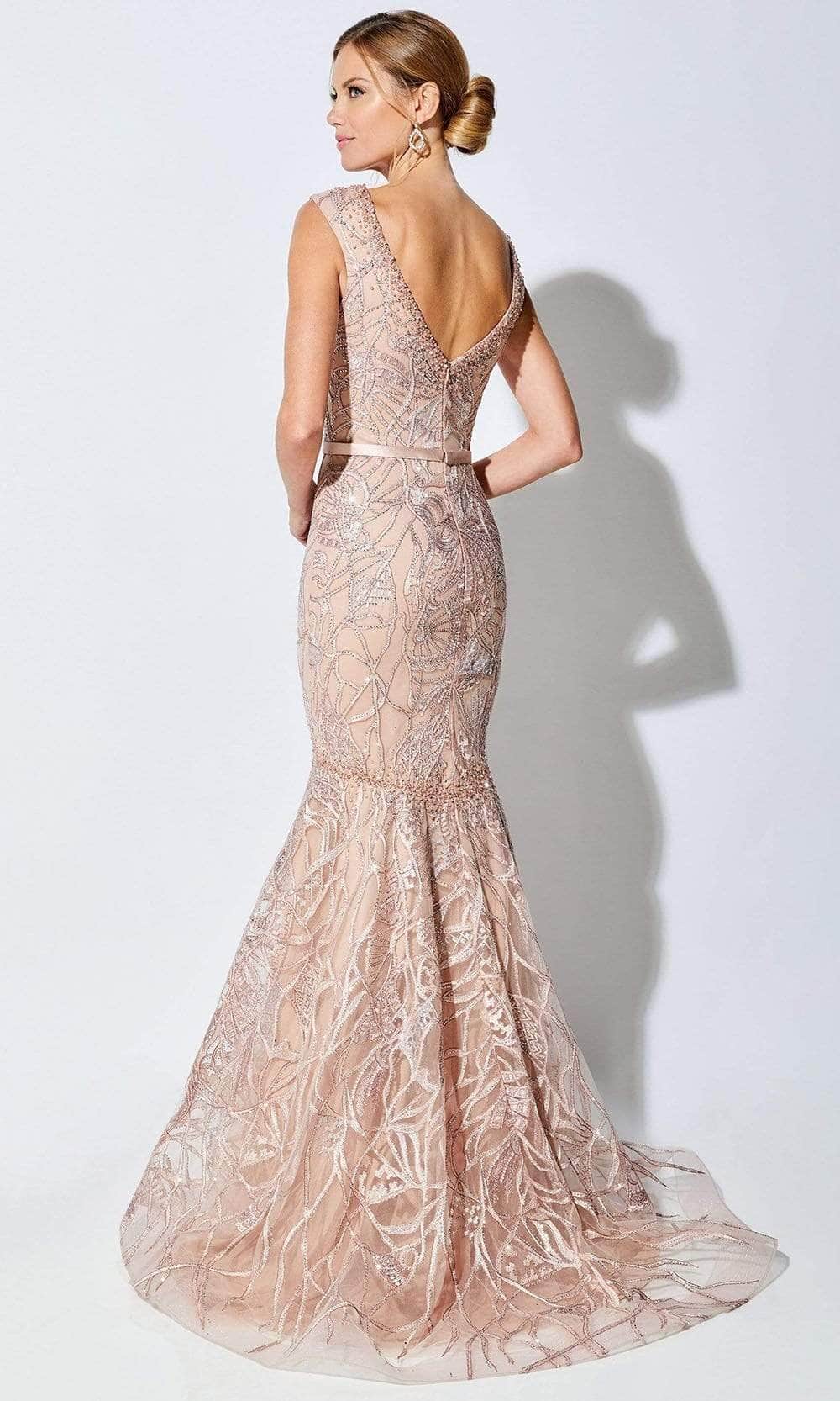 221D53 Embroidered V-Neck Evening Dress