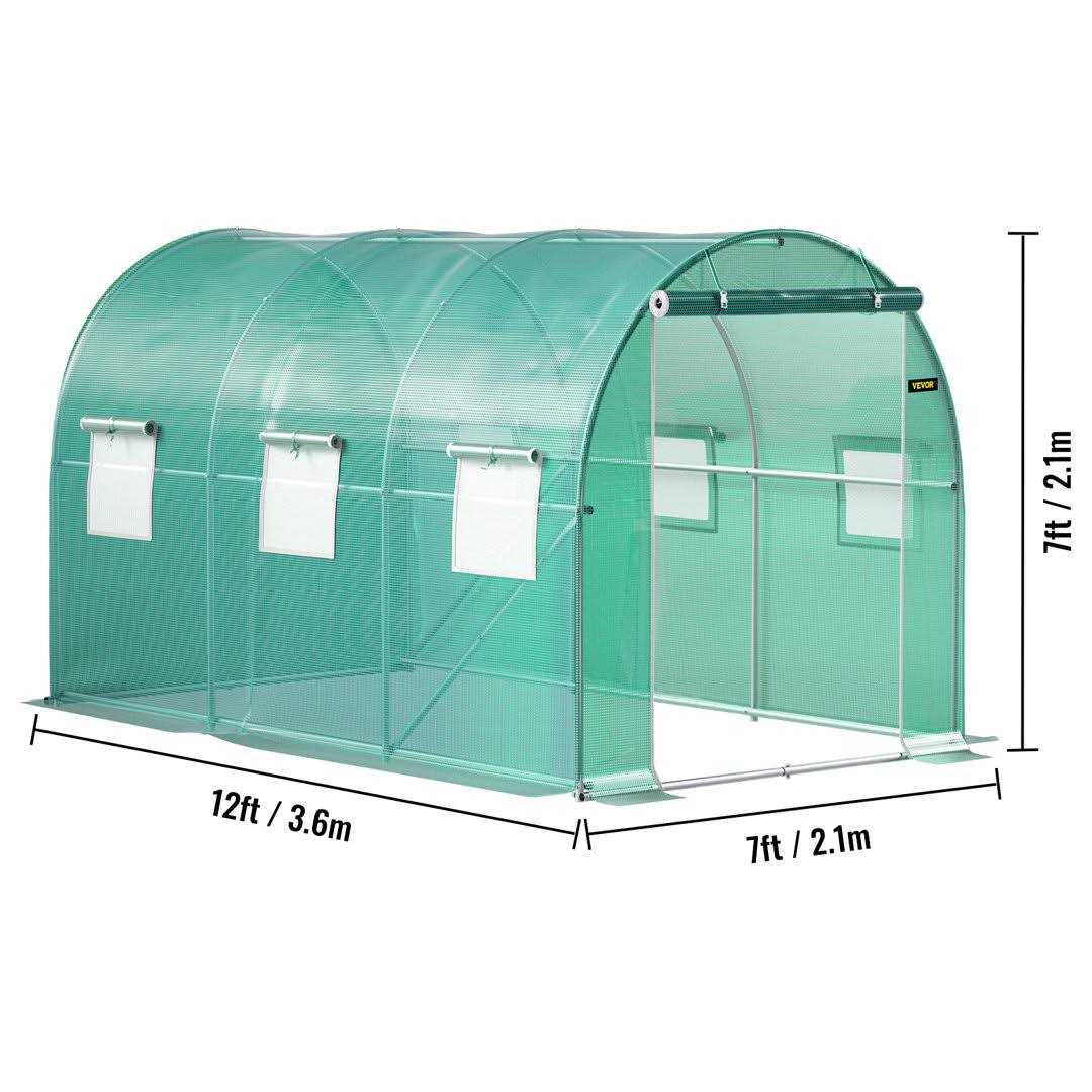 VEVOR 7 ft Walk-in Tunnel Greenhouse Portable Plant Hot House w/ Galvanized Steel Hoops