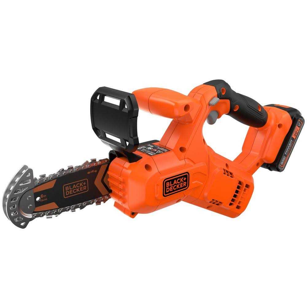BLACK+DECKER 6 in. 20-Volt Maximum Lithium-Ion Pruning Electric Battery Chainsaw with 1.5Ah Battery and Charger