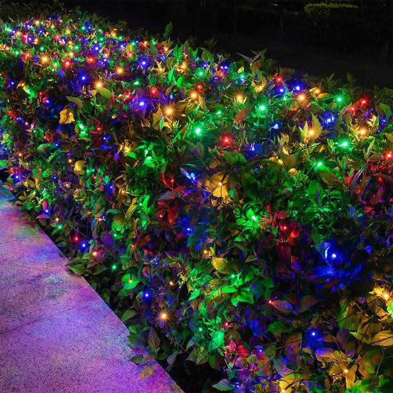 weillsnow 198 Led 9.8ft x 6.6ft 198 Led Net Lights Connectable 8 Lighting Twinkle Modes Mesh Lights for Christmas Outdoor Patio Garden Bush Fence