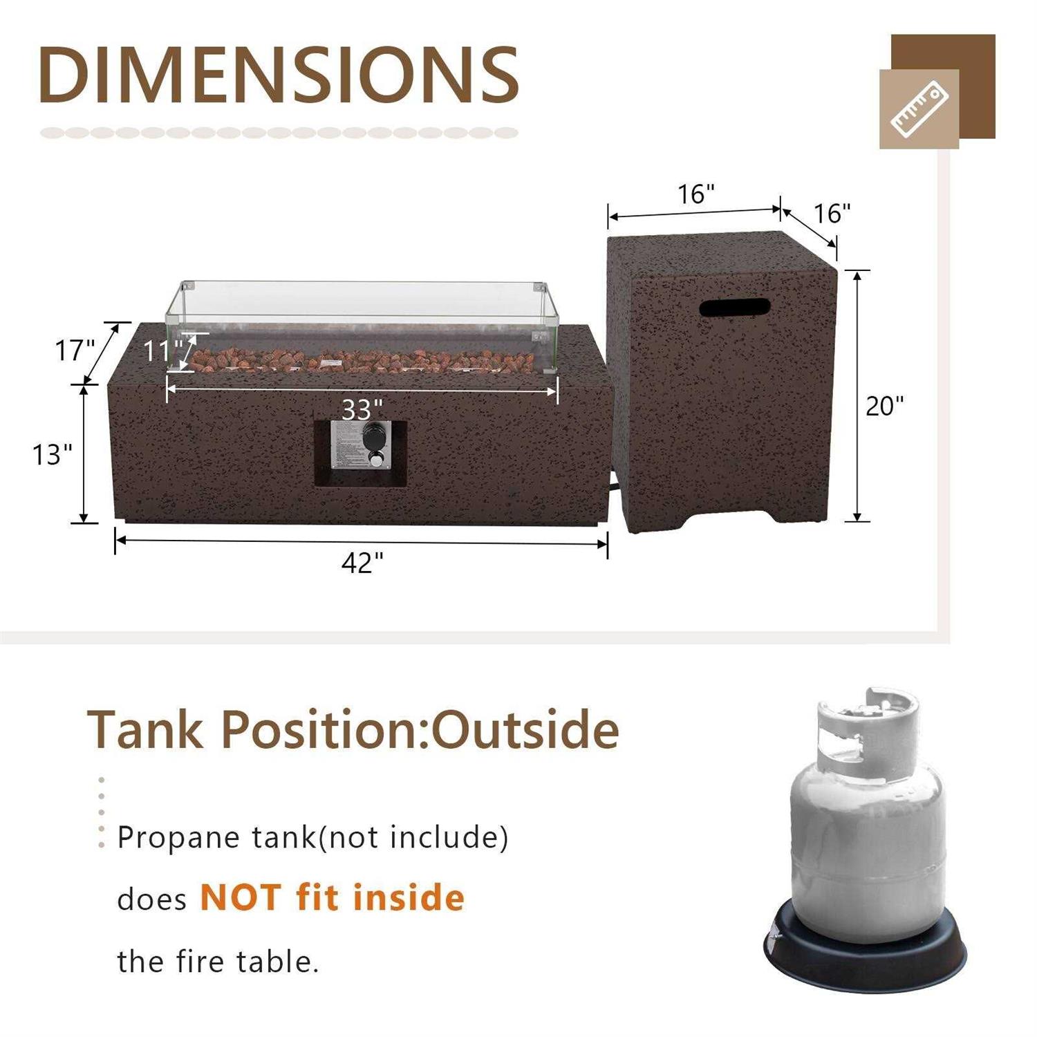 COSIEST Outdoor Rectangle Propane Fire Pit