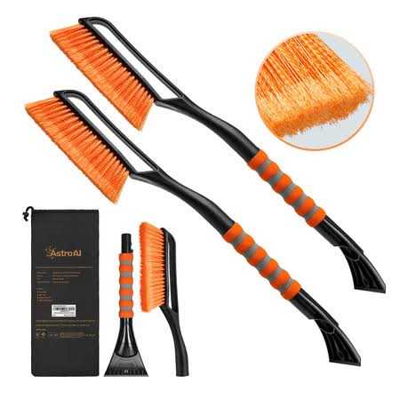 Astroai 27 inch Snow Brush and Detachable Ice Scraper with Ergonomic Foam Grip for Cars