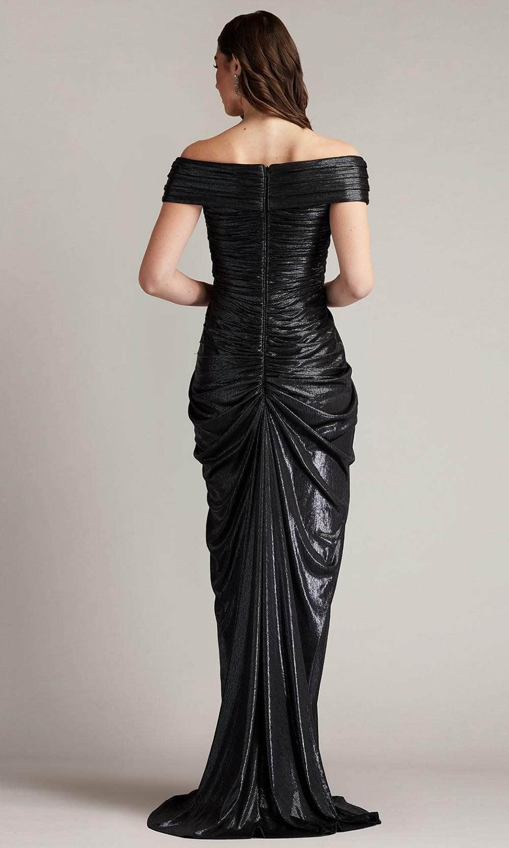 Off Shoulder Lame Evening Gown