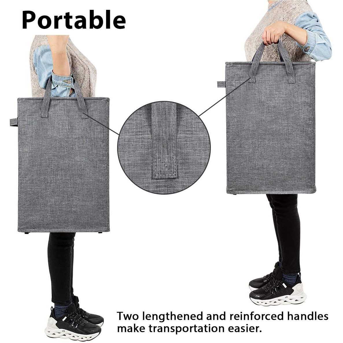 Zero JET LAG Slim Laundry Hamper With Handles Collapsible Laundry Basket Thin Dirty Clothes Basket Narrow Laundry Bag Foldable Dirty Cloth Hamper