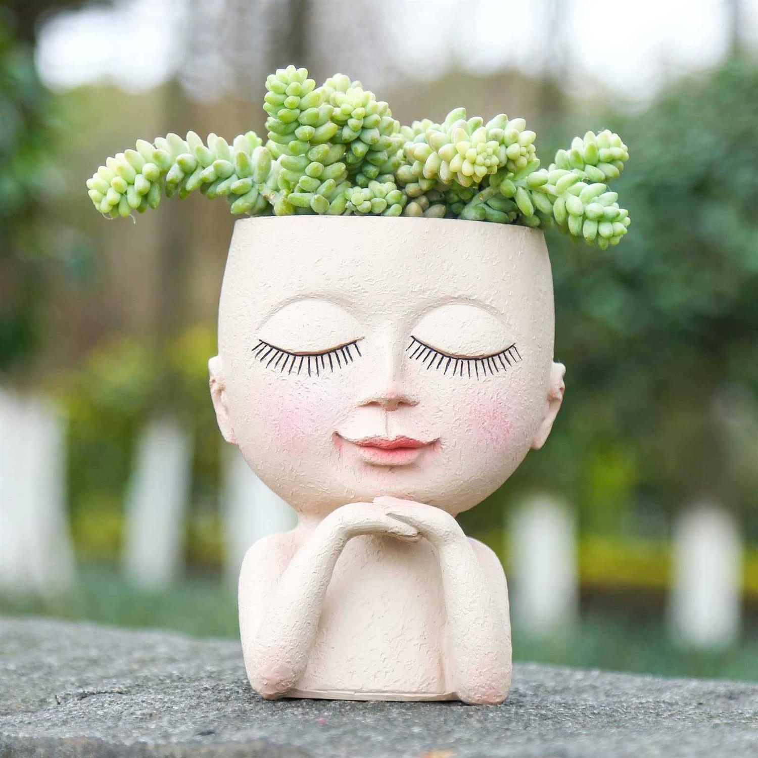 ZJ Whoest Cute Succulent Planter Face Planter Flower Pot
