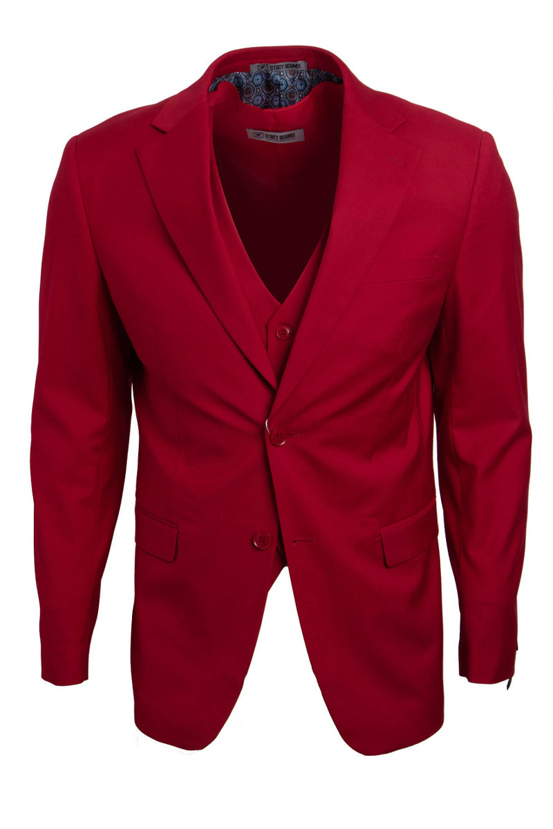 Men’s Two Button Vested Stacy Adams Basic Suit in Red
