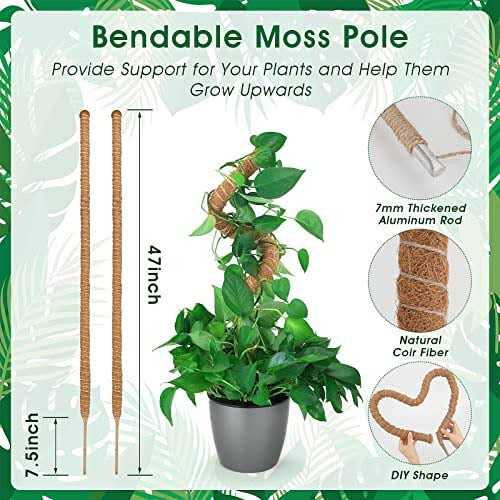 2 PCS Bendable Plant Stakes 47 Moss Pole for Plants Monstera