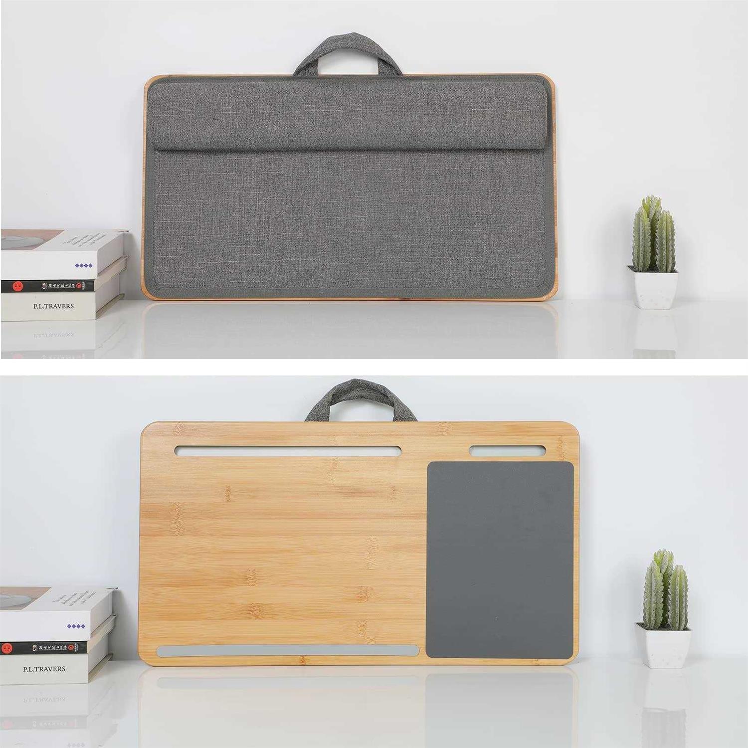 SUMISKY Laptop Lap Desk with Cushion Protable Laptop Desk with Handle Phone Holder and Bamboo Laptop Stand