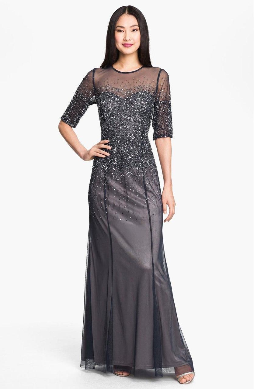 Sequined Jewel Neck Dress 91863332