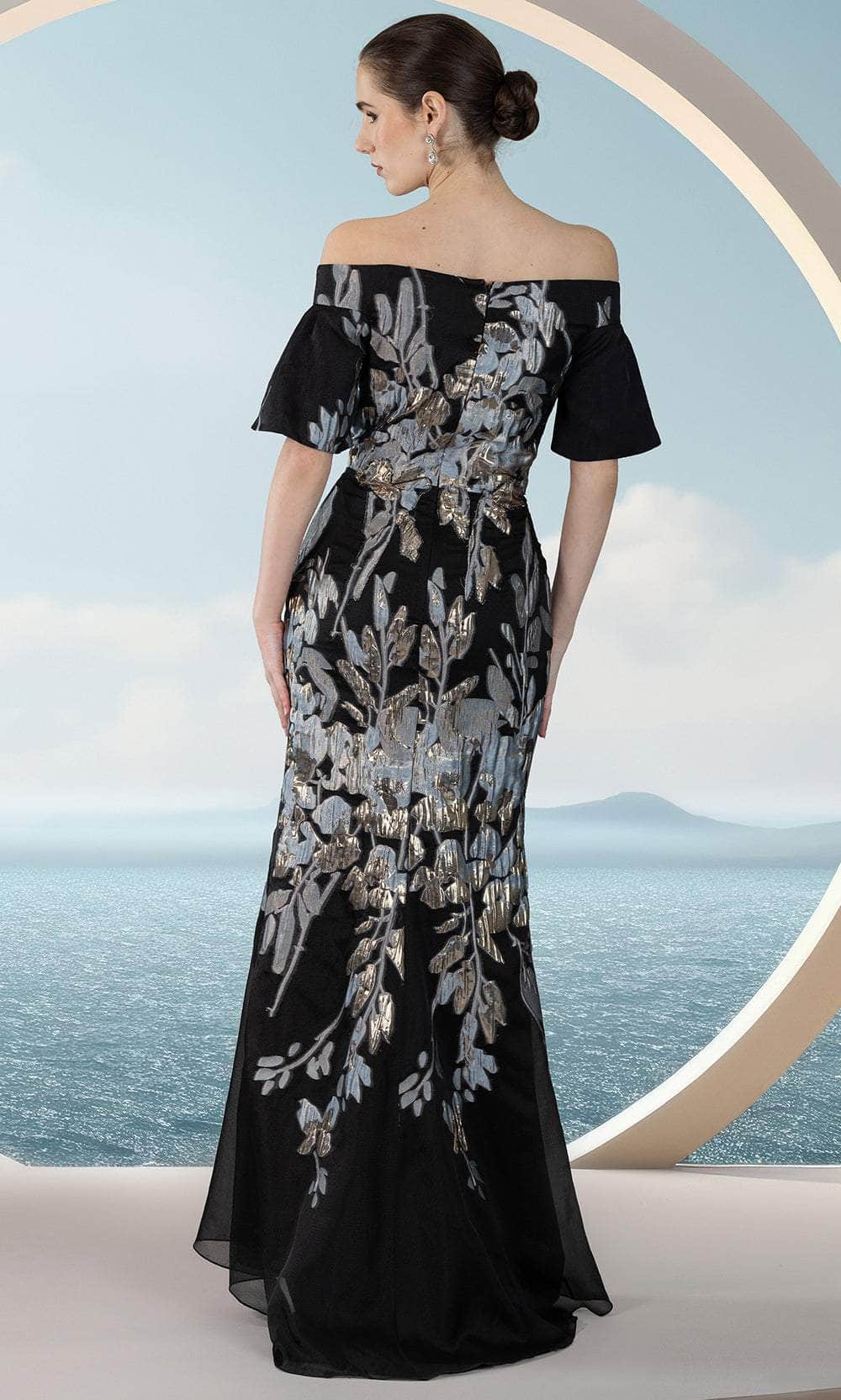 Metallic Foliage Evening Dress