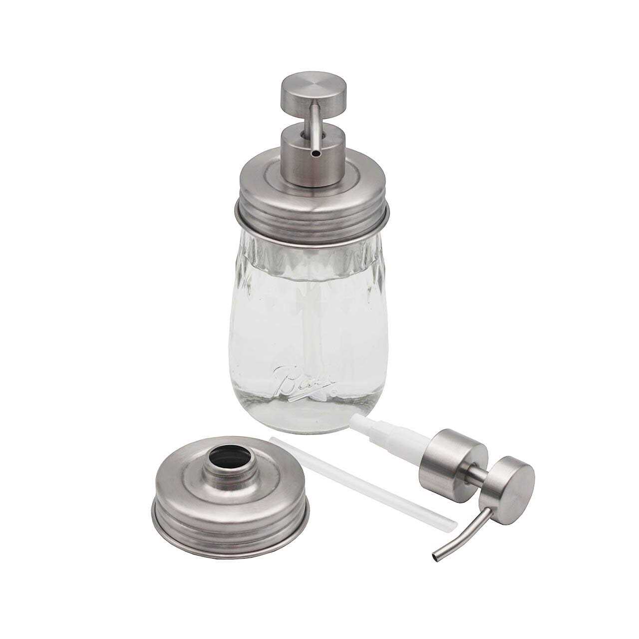 Mason Jar Lifestyle Satin/Brushed Stainless Steel Threaded Soap Pump Lid