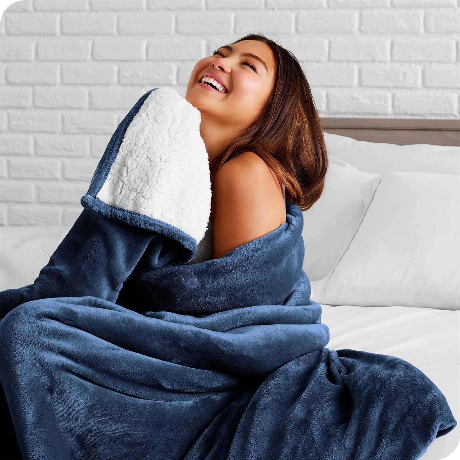Bare Home Sherpa Fleece Blanket Plush Bed Blanket