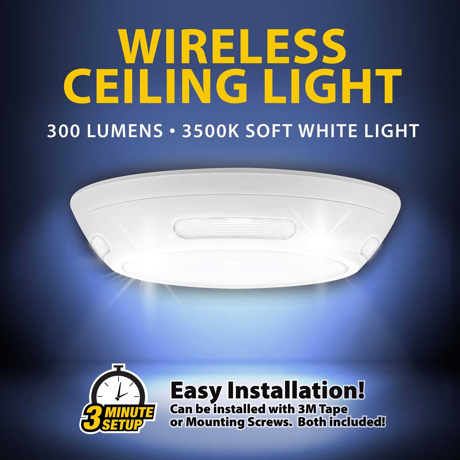 Bell and Howell Wireless Ceiling Light LED Motion Sensor Ceiling Light 360 Wide Angle Illumination Modern Style