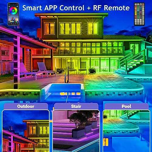 AILBTON outdoor led strip lights waterproof IP68 outside led light strips waterproof with bluetooth app remote,Music Sync RGB