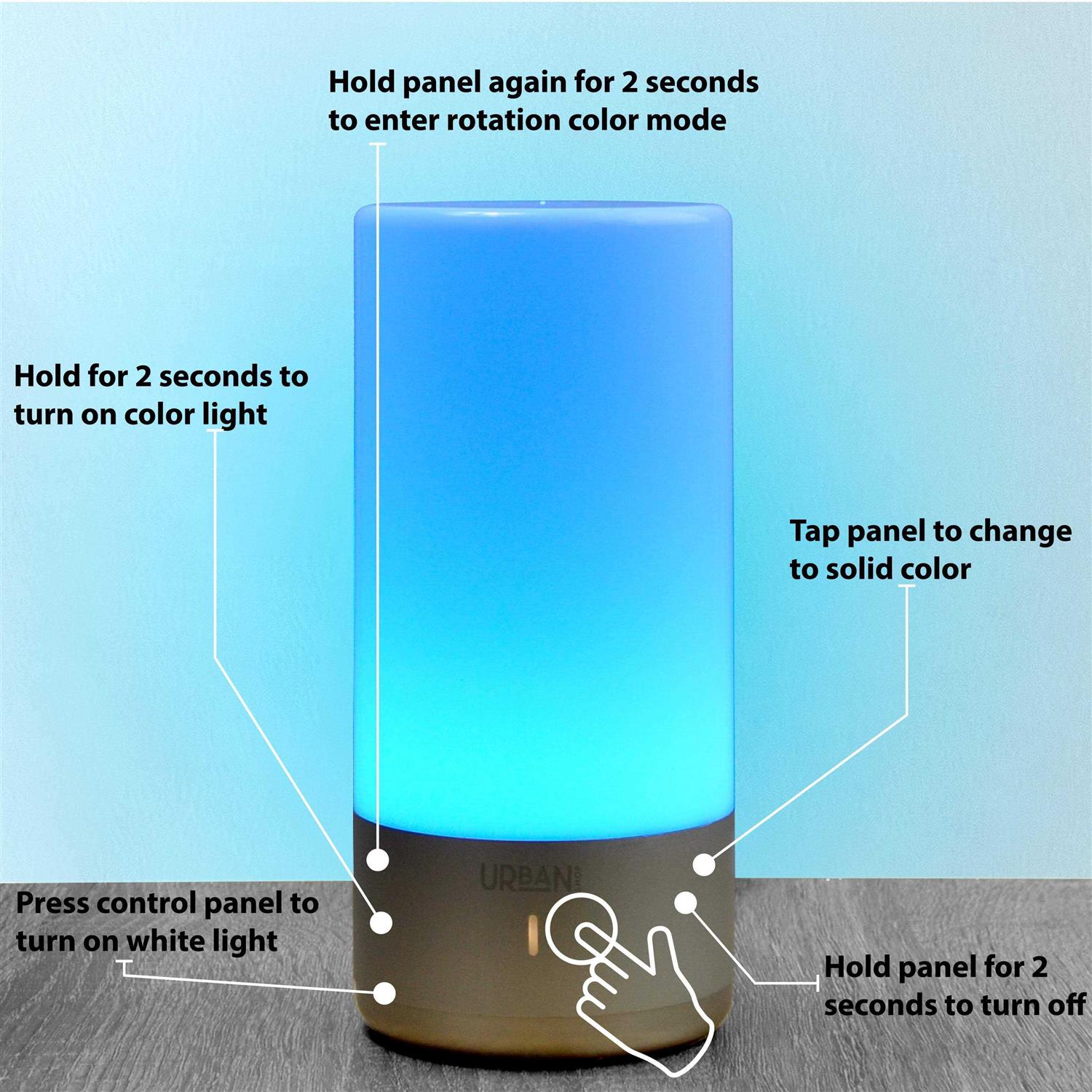 Urban Shop Touch Control Color Changing Dimmable LED Uplight, White and