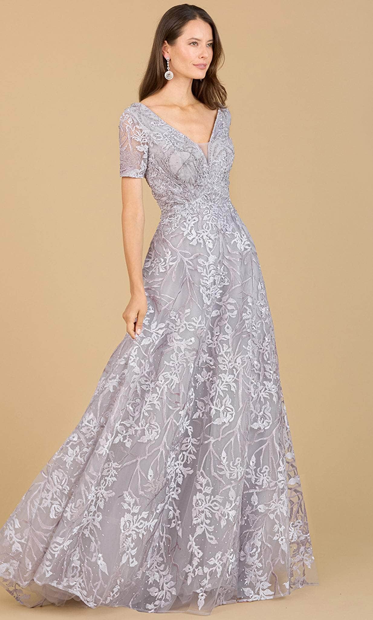 Short Sleeve A-Line Evening Gown