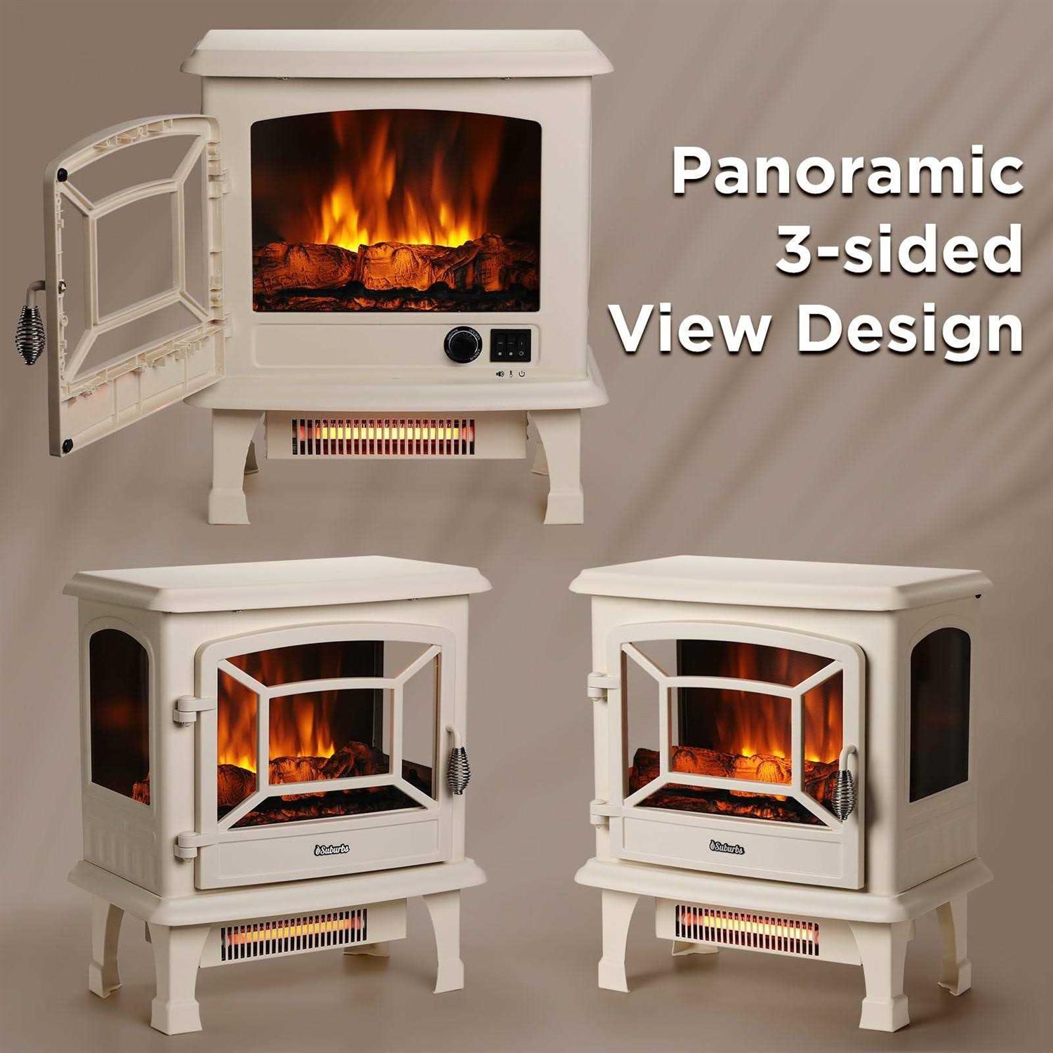 TURBRO Suburbs 20 in. Electric Fireplace Infrared Heater with Crackling Sound