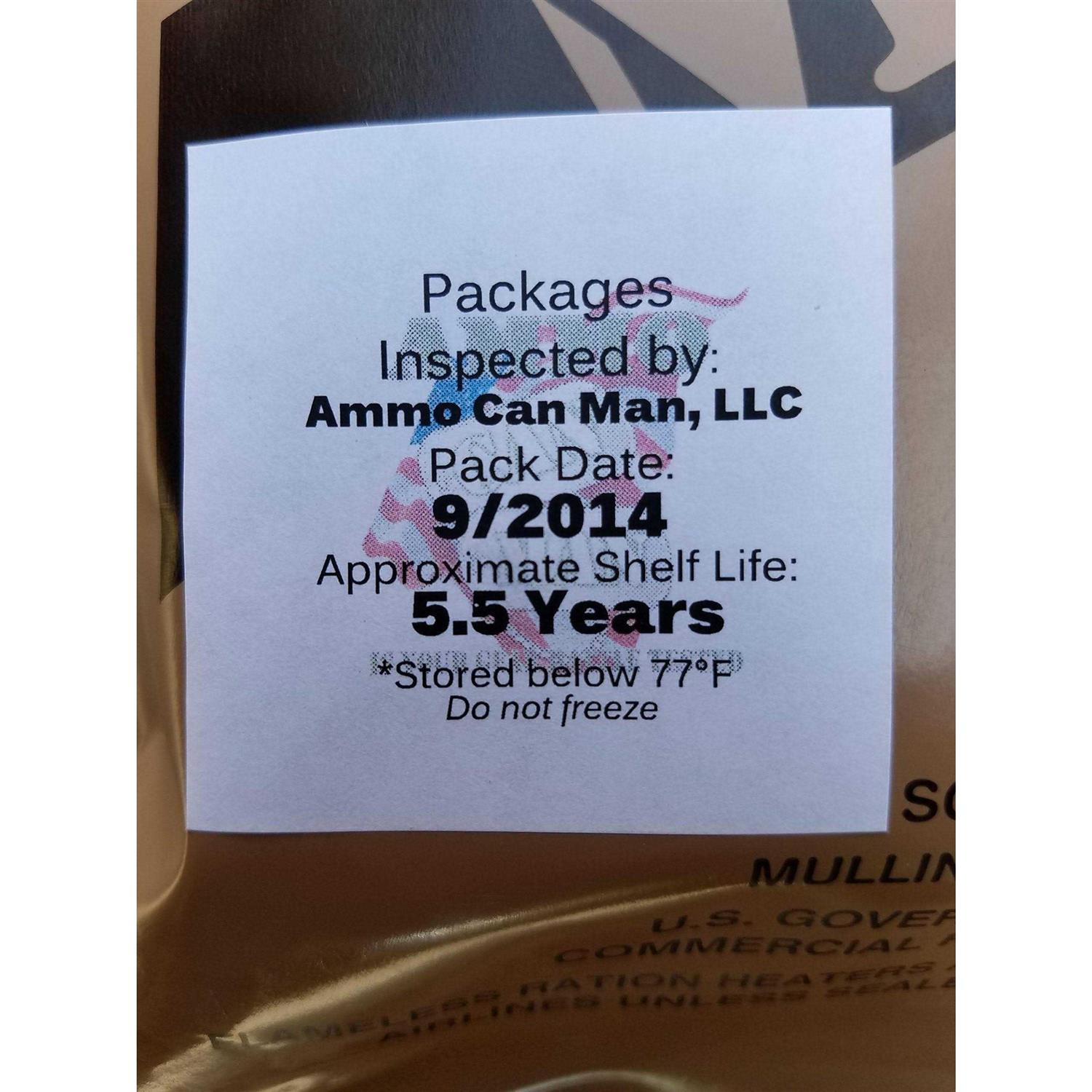 USGI Genuine Military MRE Meal with Inspection Date September 2017 or Newer