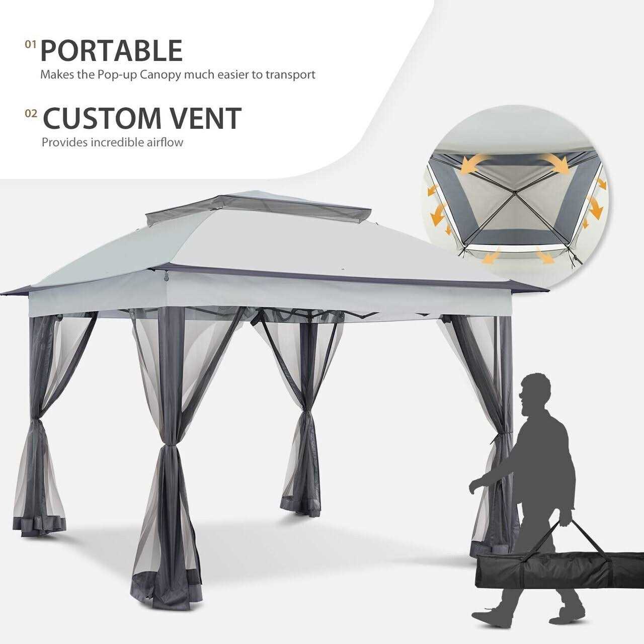 COOS BAY Cool Spot 11×11 Pop-Up Instant Gazebo Tent with Mosquito Netting Outdoor Canopy Shelter with 121 Square Feet of Shade