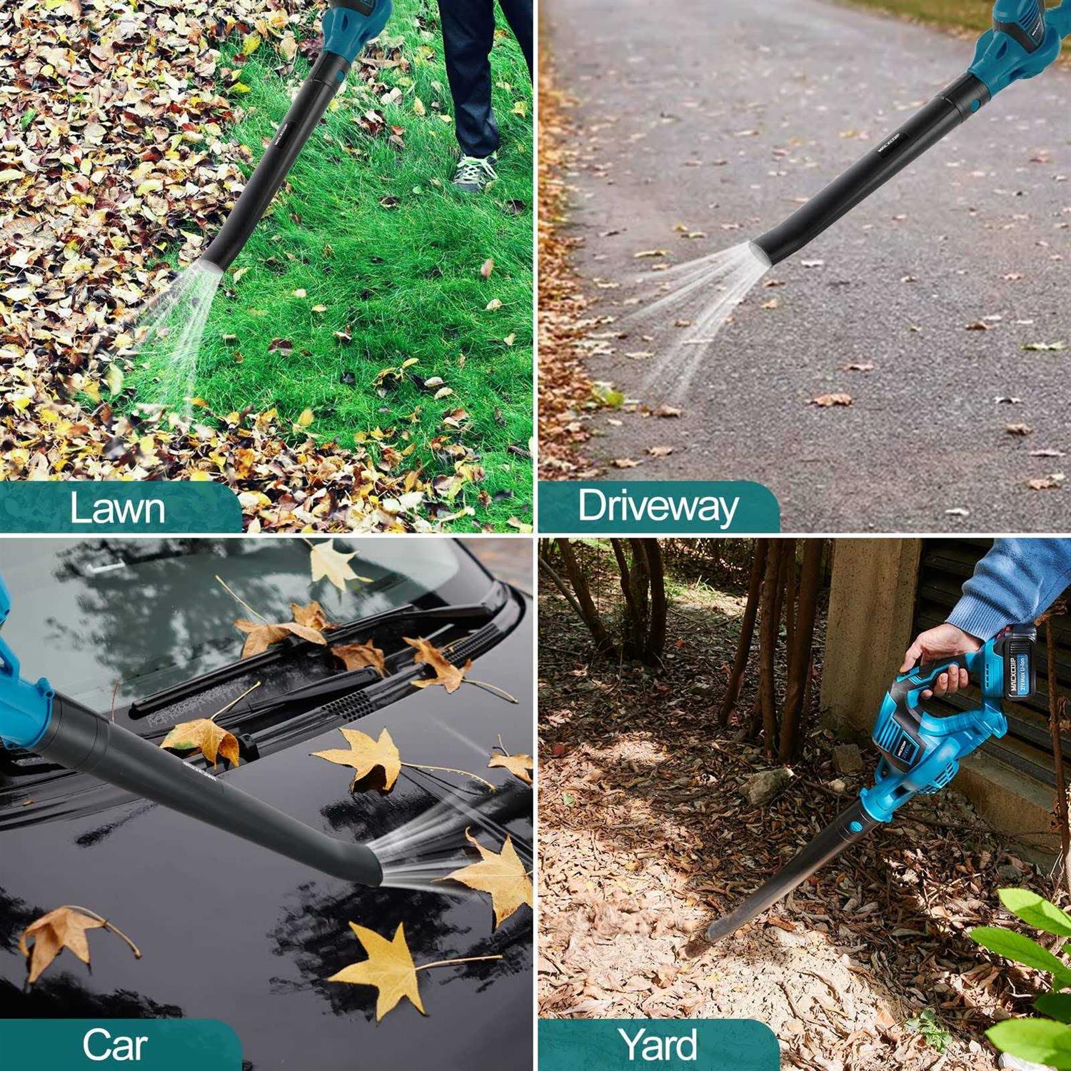 Cordless Leaf Blower 21V 600W 250CFM 130MPH Electrical Handheld Blower with 2 Batteries & Charger