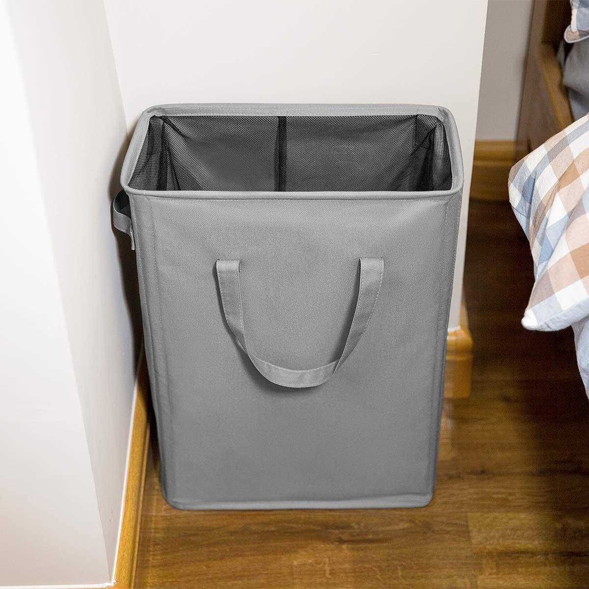 Zero JET LAG Slim Laundry Hamper With Handles Collapsible Laundry Basket Thin Dirty Clothes Basket Narrow Laundry Bag Foldable Dirty Cloth Hamper