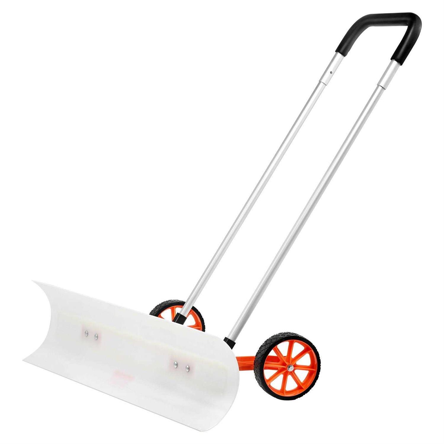 VEVOR Snow Shovel with Wheels for Driveway 37 inch Bi-Directional Heavy Duty Rolling Snow Pusher