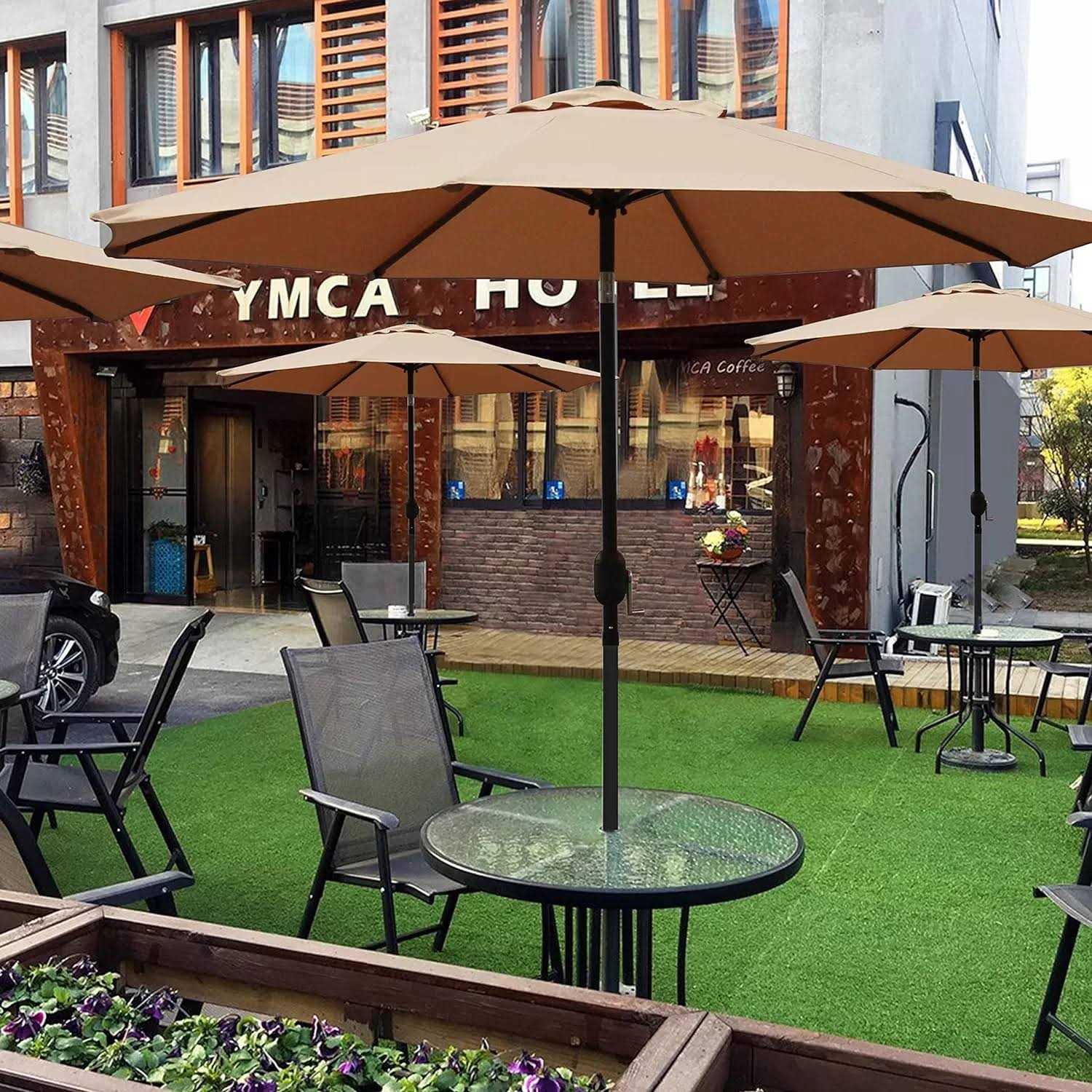 Blissun 9′ Outdoor Market Patio Umbrella with Push Button Tilt and Crank