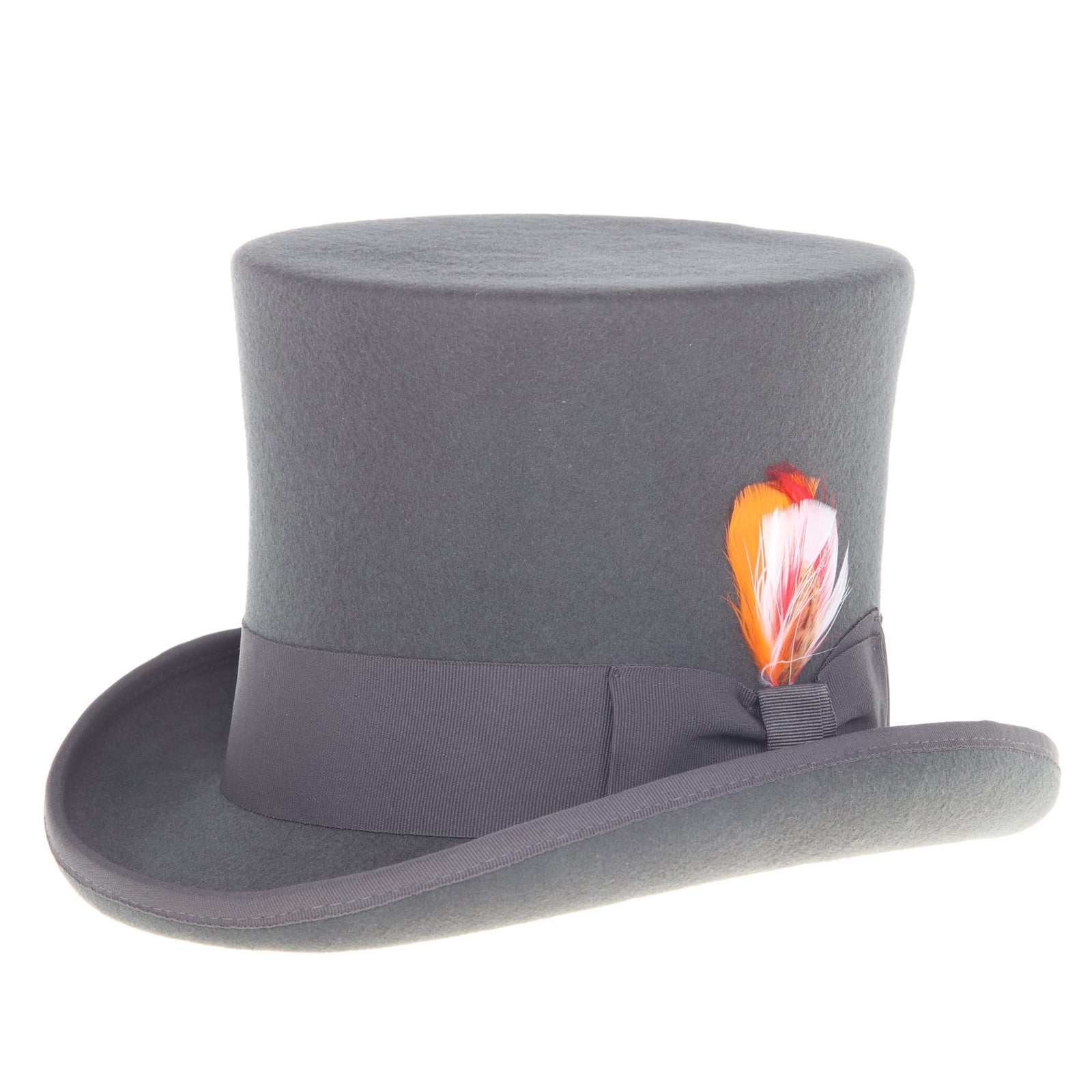 Men’s Tall 100% Wool Dress Top Hat in Charcoal Grey