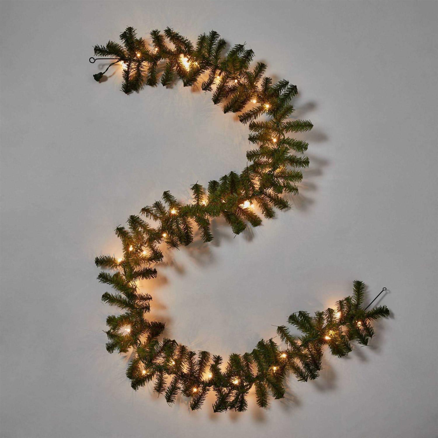 Wondershop Pre-Lit Artificial Pine Bough Christmas Garland Green with Clear Lights