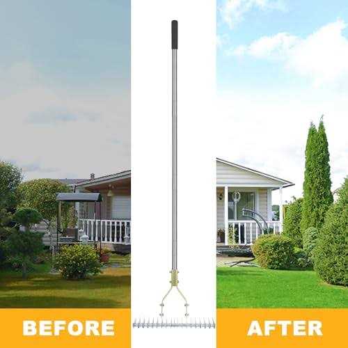 BARAYSTUS Thatch Rake 15-Inch Wide Lawn Thatching Rake for Cleaning Dead Grass