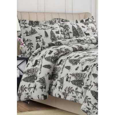 Tribeca Living 200-GSM Heavyweight Flannel Printed Oversized Duvet Cover Set