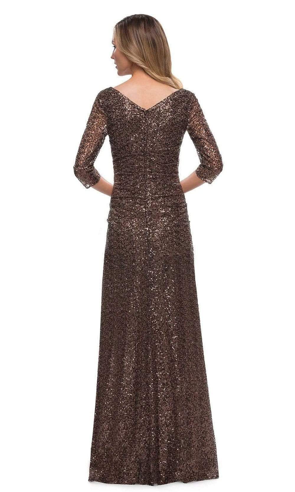 29195 Sequin Appliqued Sheath Long Gown