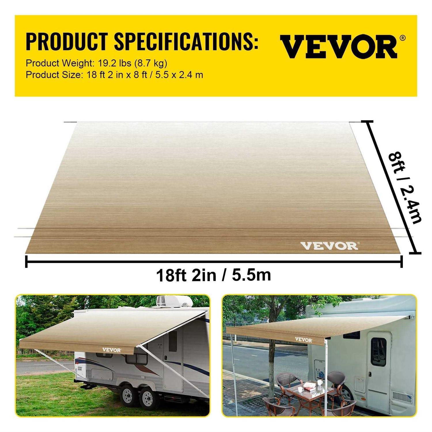 Vevor RV Awning Awning Replacement Fabric RV Awning Replacement