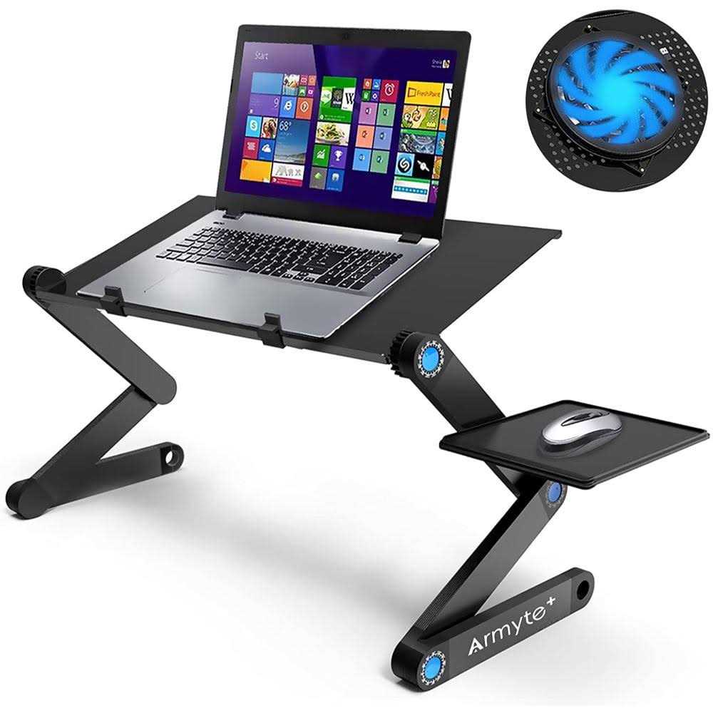 Extra Wide Adjustable Laptop Stand with Cooling Fan & Mouse Pad for 17 Inch Computer