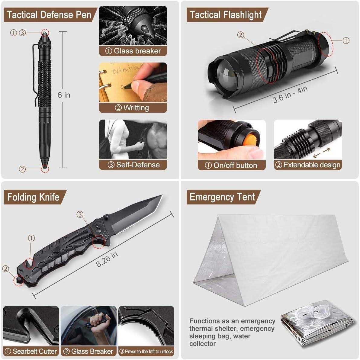 238Pcs Emergency Survival Kit and First Aid Kit, Professional Survival Gear Tool with Tactical Molle Pouch and Emergency Tent for Earthquake