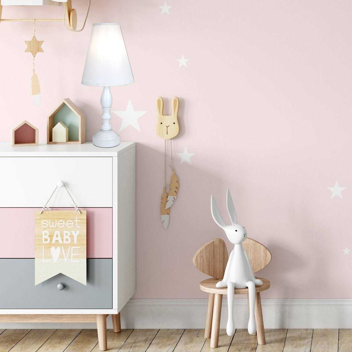 Bedside Table Lamp / Bedroom Light with Fabric Bell Shade