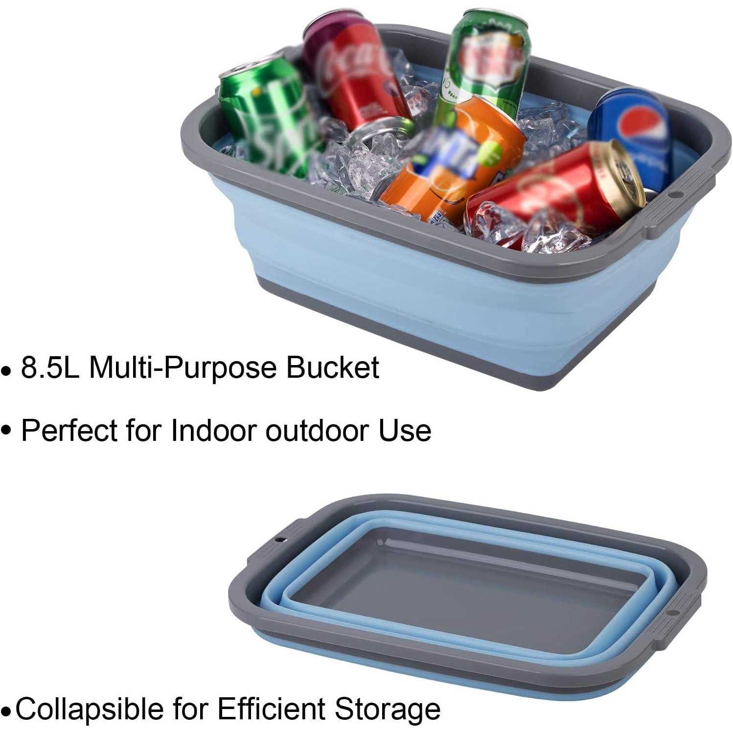 2 Pack Collapsible Sink with 2.25 Gal / 8.5L Each, Foldable Dish Tub for Washing Dishes, Camping, Hiking and Home