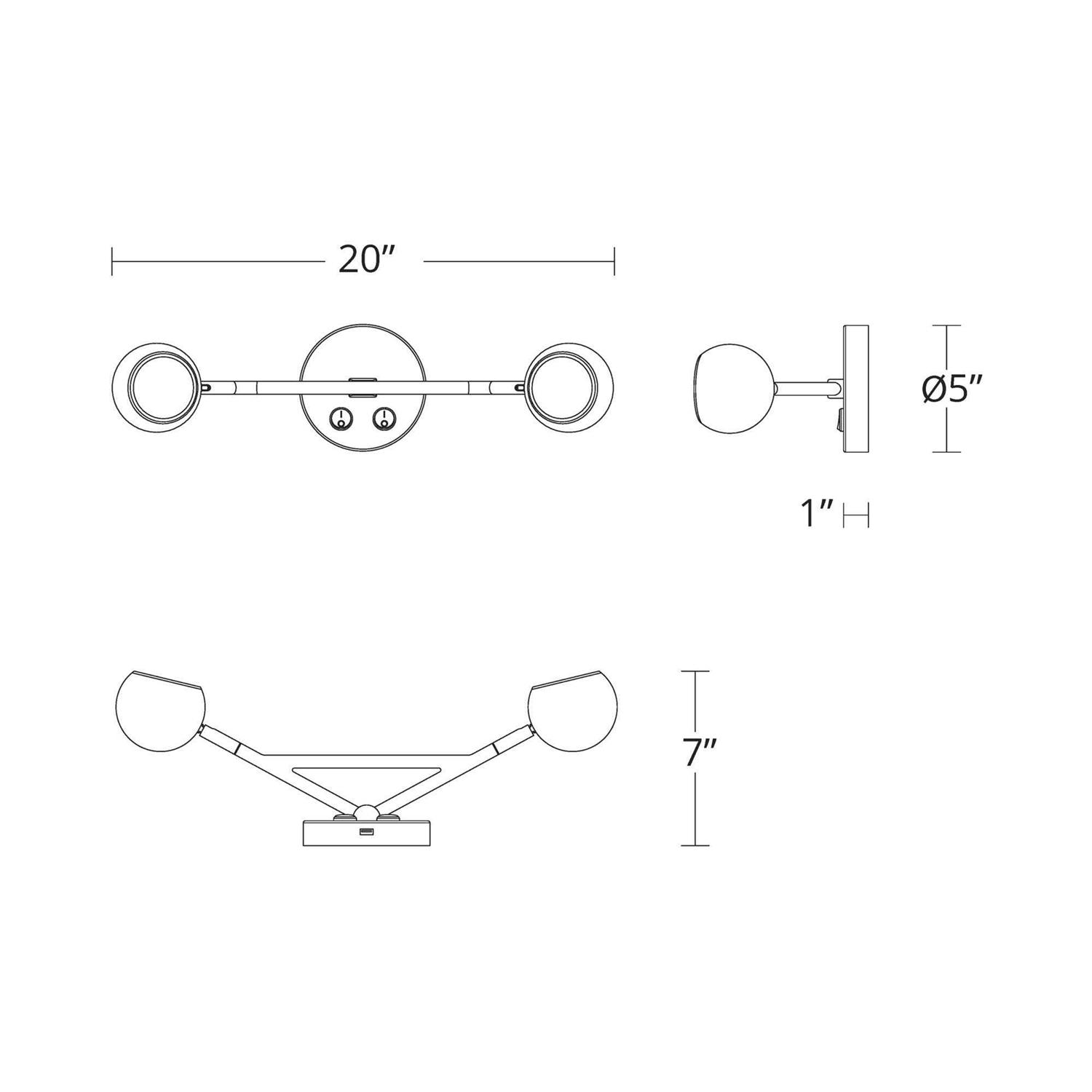W.A.C. Lighting Duplex LED Bed Task Light BL-67320