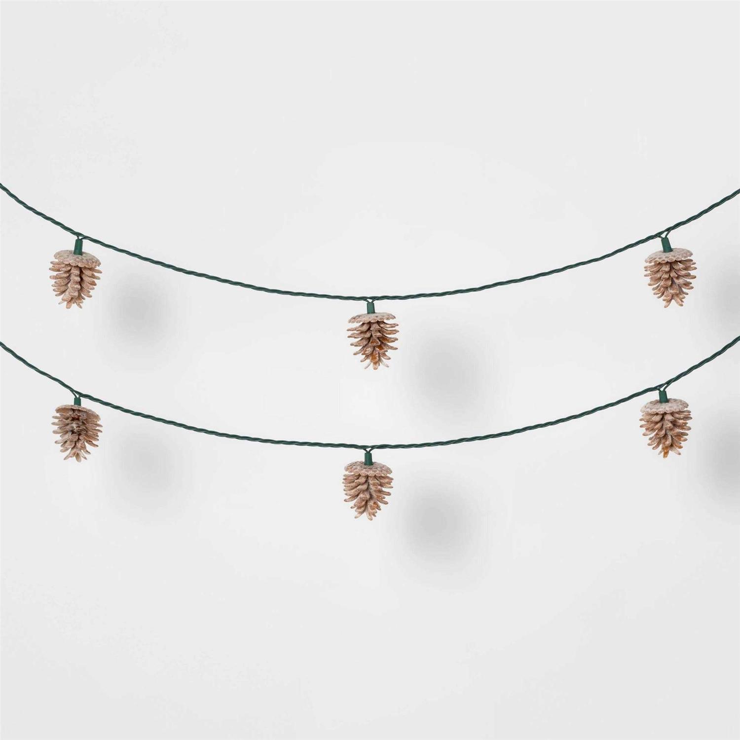 Wondershop 10ct Christmas LED String Lights with Sugared Pine cones Warm White GW