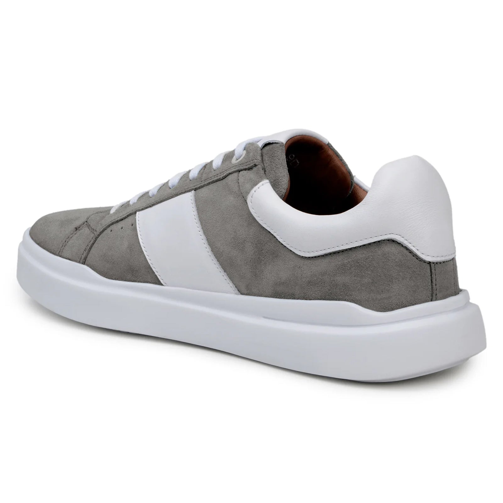 Men’s Belvedere Olivier Suede Tennis Shoe in Grey & White