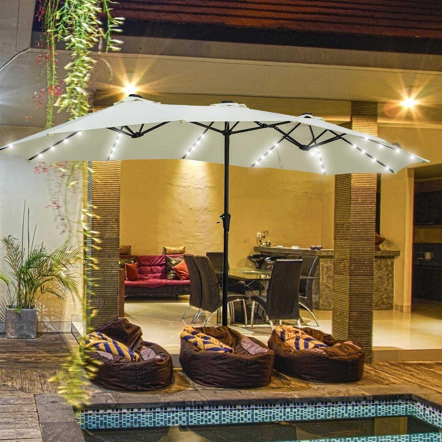 Ainfox 15-foot Double-Sided Solar LED Lighted Patio Umbrella