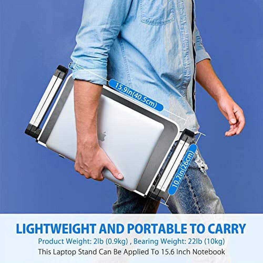 Armyte Laptop Stand Adjustable Height for Desk Portable Lap Table with Cooling Fan & Mouse Pad for 15.6 Inch Notebook Lightweight Foldable Computer Riser
