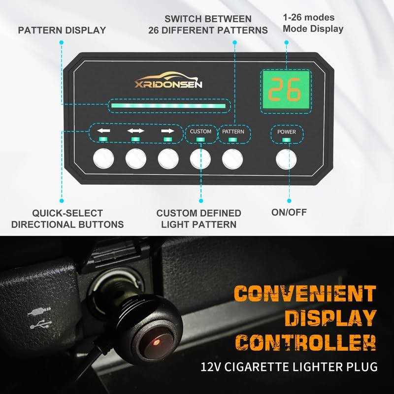 XRIDONSEN Emergency Dash Strobe Lights Safety Flashing Warning Hazard Interior Front/Rear Windshield Deck Split Light Bar w/digital