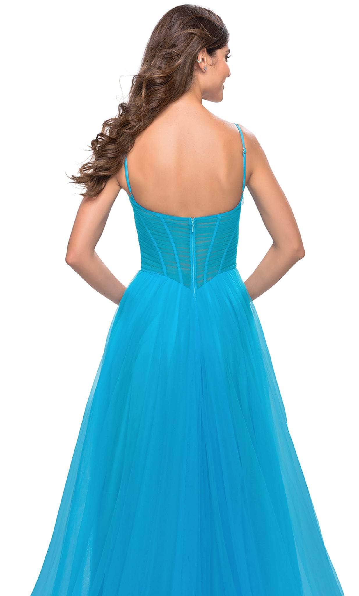 V-Neck Sheer Corset Evening Dress
