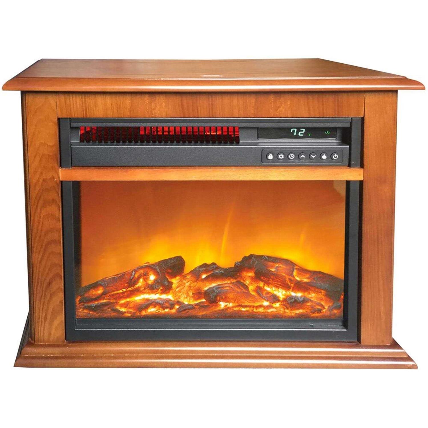 Lifesmart 3-Element Infrared Fireplace Oak Mantel