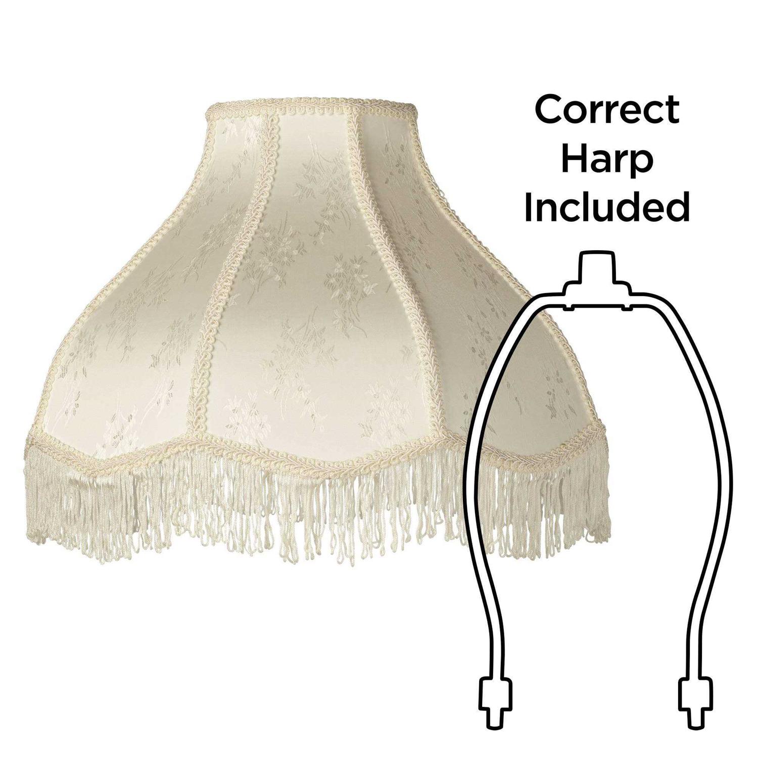 Springcrest Cream Large Scallop Dome Lamp Shade 6 Top x 17 Bottom x 11 High x 12 Slant Replacement with Harp and Finial
