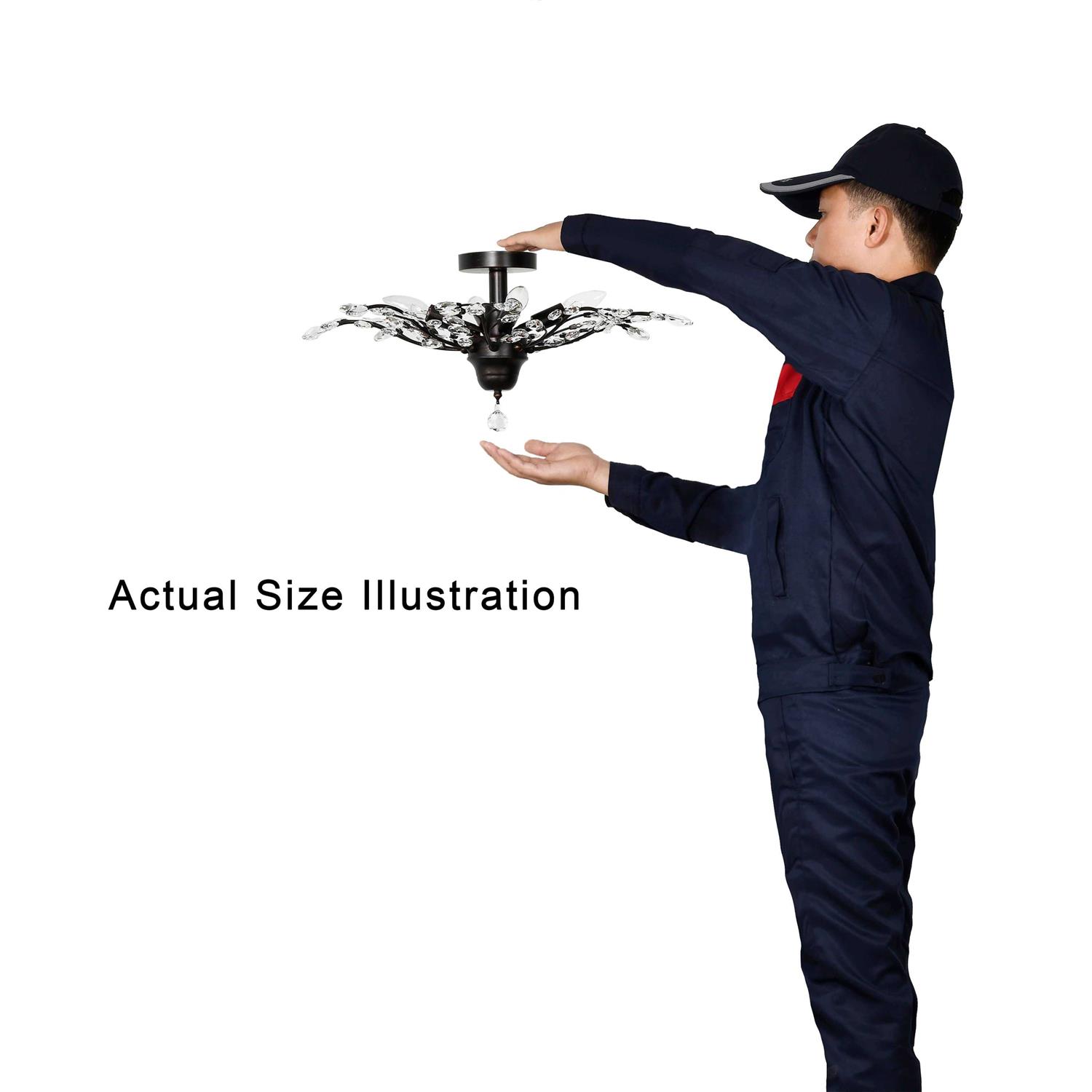 The Lighting Store Holly 4-Light Antique Copper Crystal Leaves Flush Mount